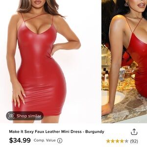 Red faux leathered short dress
